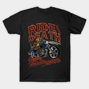 Ride till Death Custom Motorcycle Biker Skull T-Shirt